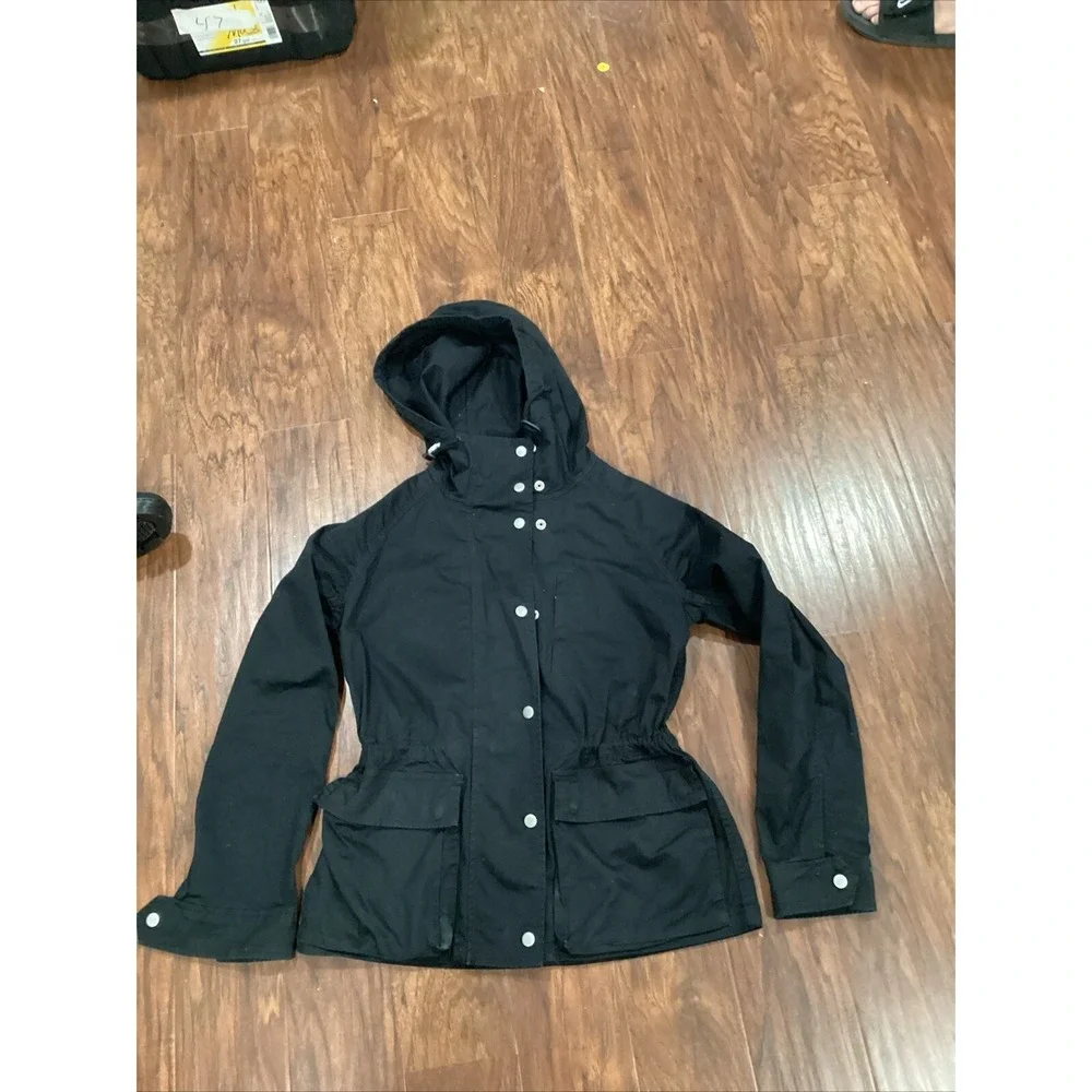 Gap Women's Jacket M Medium Black Full Zip Cotton Polyester Hooded